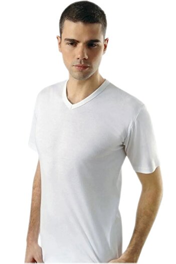 Anıt 5 Pieces Men's V-Neck Short Sleeve Undershirt Ribbed Fabric 100% Cotton (ribbed)
