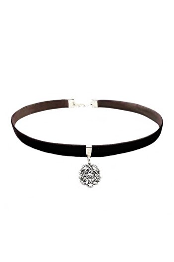 Bijustore Brown Velvet Women's Love Knot Choker Necklace