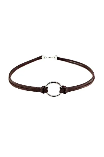 Bijustore Brown Women's Suede Round Choker