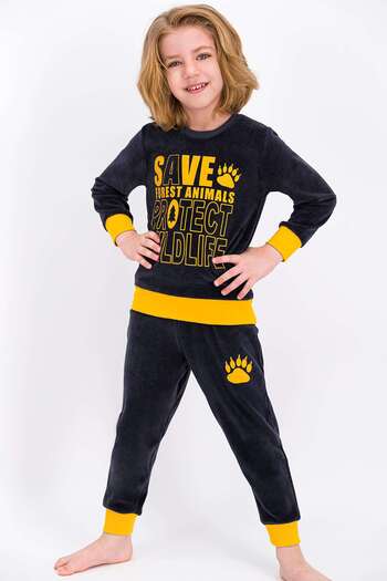 Rolypoly Save Animals Smoked Boys Velvet Tracksuit Set