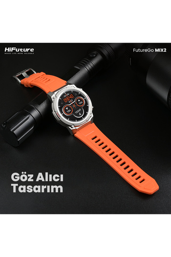 HiFuture Mix2 Orange Smart Watch - Bluetooth 5.2, Ip68, 1.43 Inch Amoled, 36mm Heart Rate Sports Tracker