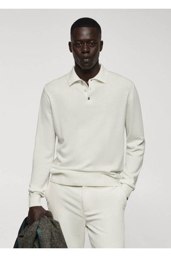 MANGO Man Cashmere wool knitted polo shirt