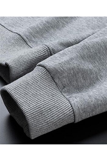 Touz LAGOM MODA Michigan Printed Gray Unisex Oversize Crew Neck Sweatshirt