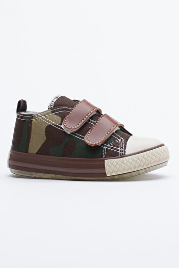 Tonny Black Children's Unisex Khaki Camouflage Lighted Velcro Sports Shoes Tb997