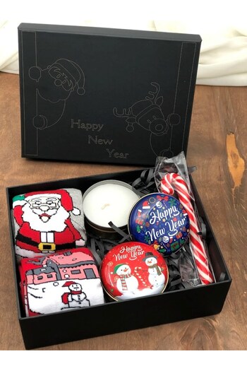 Masalsı Concept christmas new year concept 2 pieces of cotton socks candle walking stick candy gift gift for lover friend