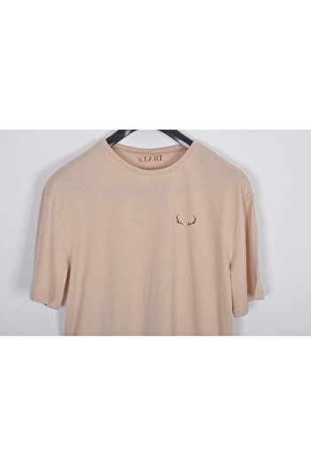 kiari Μπλουζάκι Unisex Μπεζ με λαιμόκοψη από βαμβακερό υλικό Oversize