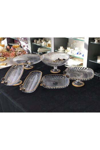 Santara AVANGARD GOLD GOLDEN DOUBLE GALA FLOWERY THICK GLASS 6 PIECES GORGEOUS SET CONSISTED BY PRESENTATION