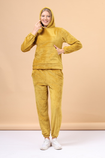 mervemoda Women's Mustard Color Tracksuit Set