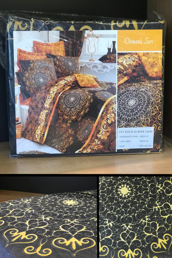 Bayev Double Ottoman Gold Duvet Cover Set 100% Cotton