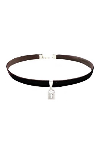 Bijustore Brown Velvet - Lock Detailed Choker
