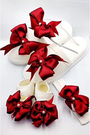 ALAZ TASARIM HOBİ Bow Maternity Slippers Crown Set