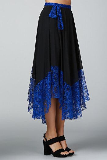 Quincey Women's Saks Black Asymmetrical Skirt EK2329