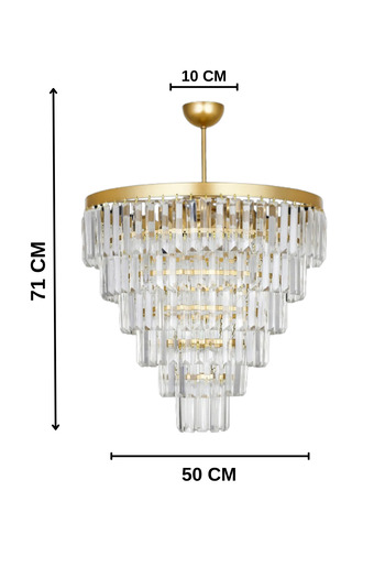 Birsen Aydınlatma Nilsa Gold 50x50 Cm'Lik Kristal Taşlı Lüks Avize - Yatak Odası - Salon - Mutfak - Hol