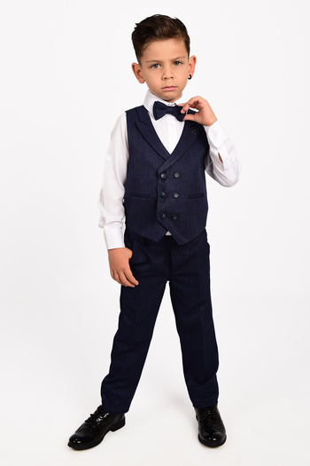 Merdia Kids Boy's Suit 6-Button Shawl Collar Vest Bow Tie Tuxedo