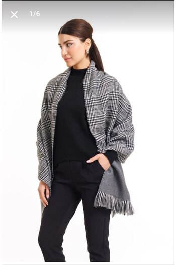 Nilbutik 70x190cm Winter Shoulder Shawl - Double Sided Plaid Wool