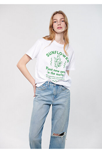 Mavi Λευκό μπλουζάκι Sunflower Printed Regular Fit / Normal Cut 1611287-70057