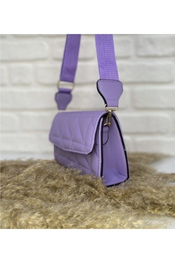 PurpleART Geantă de umăr încrucișată cu curea coloană reglabilă matlasată liliac