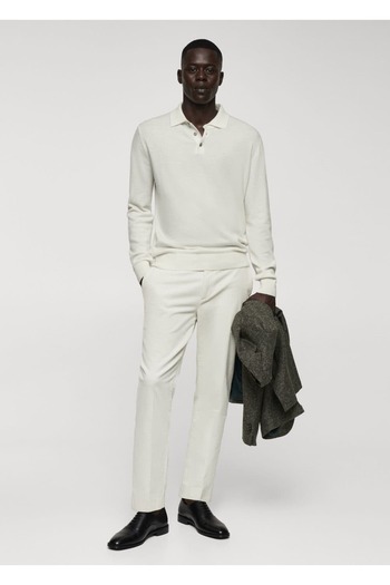 MANGO Man Cashmere wool knitted polo shirt