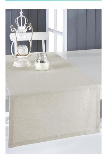 ALTINPAMUK Vintage Beige Linen Runner Cover - Organic Raw, 40X140