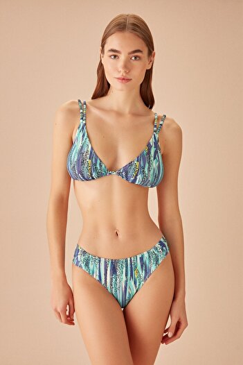 SUWEN Yanı Pileli Desenli Bikini Alt
