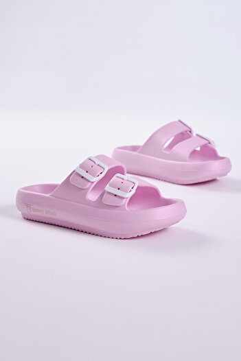 Tonny Black Women's Pink Comfortable Buckle High Sole Eva Slippers