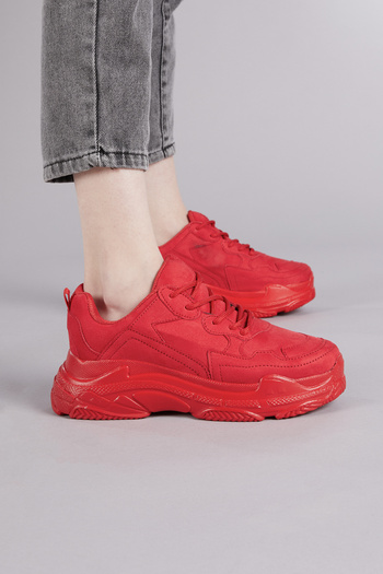 Tonny Black Women's Red Suede Sports Shoes Bls-q