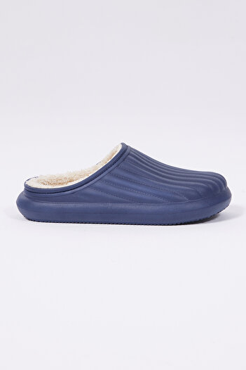 Tonny Black Women's Navy Blue Comfortable Fit Closed Front Wool Inside Winter Eva House Slippers