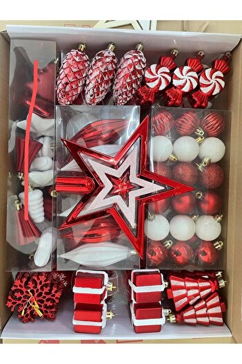 ritz OLEEP 100Pcs Christmas Ornaments for Christmas Tree Decoration - Red White