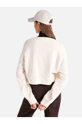 Colin's Ecru Regular Fit Women's Long Sleeve T-Shirt - Button Collar