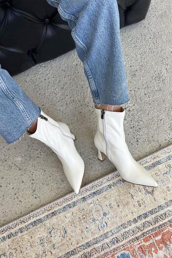 STRASWANS Γυναικείες δερμάτινες μπότες Pino White Poppin