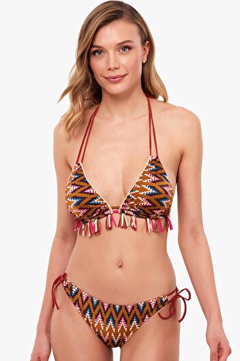 AYYILDIZ Women's Brown Triangle Cut Bikini Set 1569