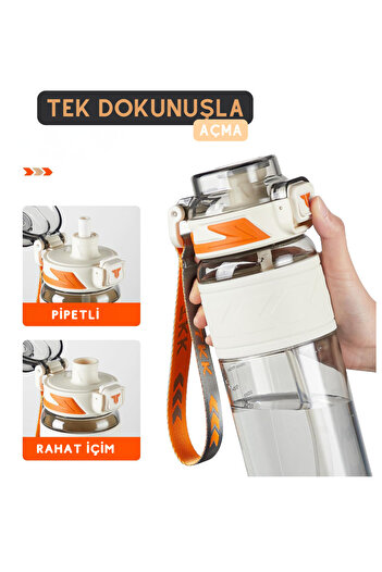 Vagonlife 1000 ml Tritan Sports Water Bottle with Measuring Scale Suitable for Use with Straw and Without Straw