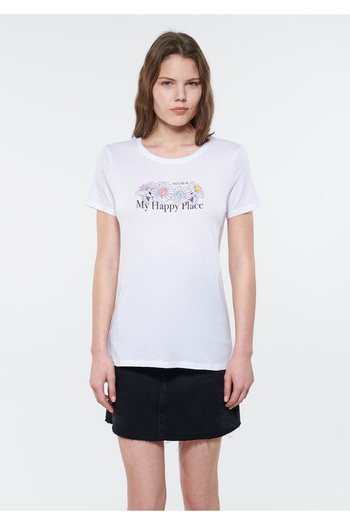 Mavi Τυπωμένο λευκό T-Shirt Slim Fit / Slim Fit 1611439-620