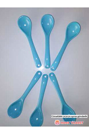 HANK TİCARET Dessert Spoon Spice Spoon Milk Spoon Coffee Spoon Sugar Spoon Food Spoon 6 Pieces Blue
