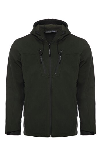 GHASSY CO. Ghassy Co. Men's Army 4-Pocket Hooded Fleece Lined Water-Resistant Softshell Coat