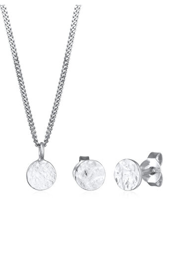 ELLI Schmuckset Kette und Ohrringe Plättchen 925 Silber