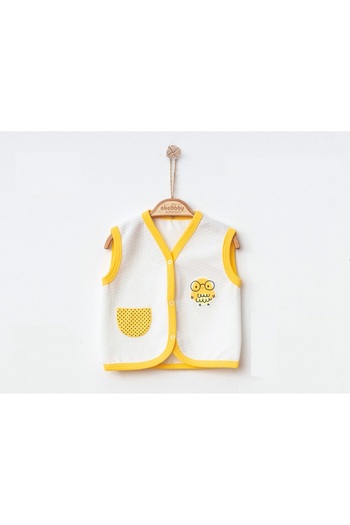 Ekebaby Cotton Quilted Front Snaps Embroidered Baby Vest
