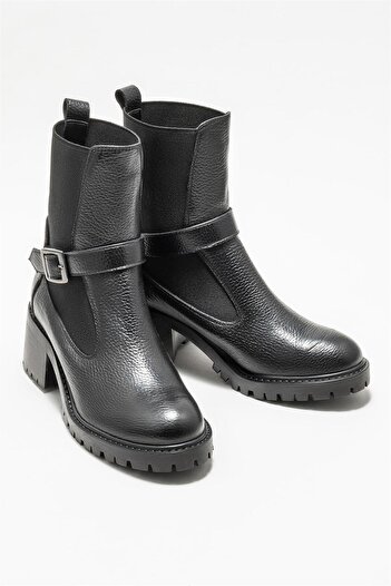 Elle Shoes Siyah Deri Kadın Günlük Bot