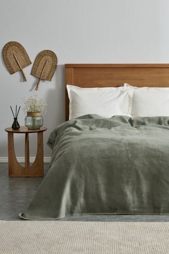Karaca Home Saye, Blanket, Double, Green Beige
