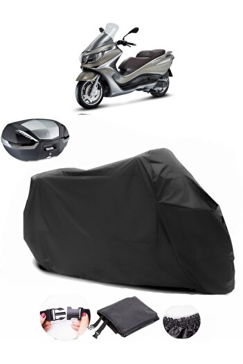 AutoEN Piaggio X10 350 Rear Bag Compatible Black Motorcycle Tarpaulin Waterproof Durable Fabric
