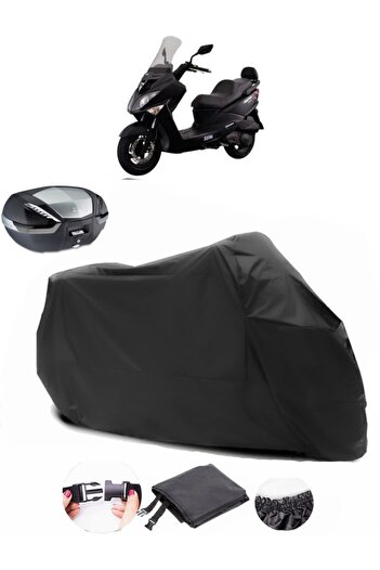 AutoEN SYM Joyride Evo 200i Rear Bag Compatible Black Motorcycle Tarpaulin Waterproof Durable Fabric