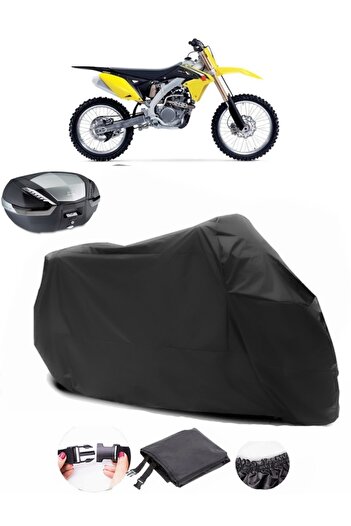 AutoEN Suzuki RM Z250 Rear Bag Compatible Black Motorcycle Tarpaulin Waterproof Durable Fabric