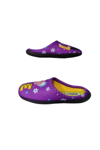 GEZER Girl's Purple-Yellow Love Figured Indoor Ultra Light Non-Slip Sole Girl's Slippers