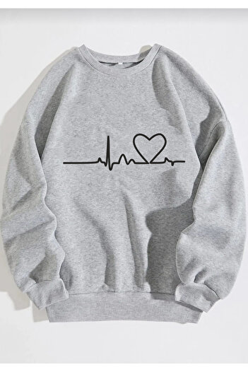 Aqweem Φούτερ Unisex Heart Heart με στάμπα Oversize