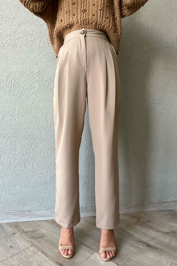 Seda Yalçın Atelier Mink Front Double Pleated Classic Fabric Trousers