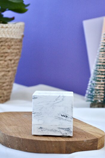 Bİ DOLU DÜKKAN Marble Patterned Business Card Holder