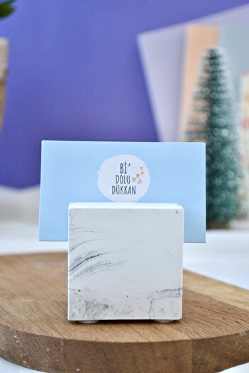 Bİ DOLU DÜKKAN Marble Patterned Business Card Holder