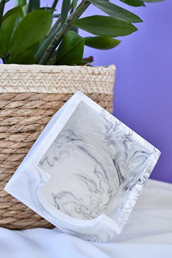 Bİ DOLU DÜKKAN Marble Patterned Notepad Holder