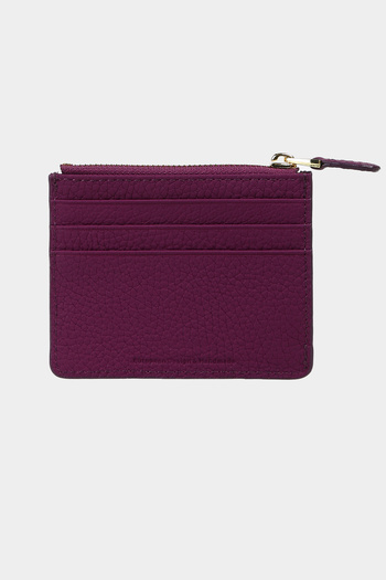 Grande 3603 Genuine Leather Coin Compartment Zippered Women's Men's Wallet Card Holder Purple