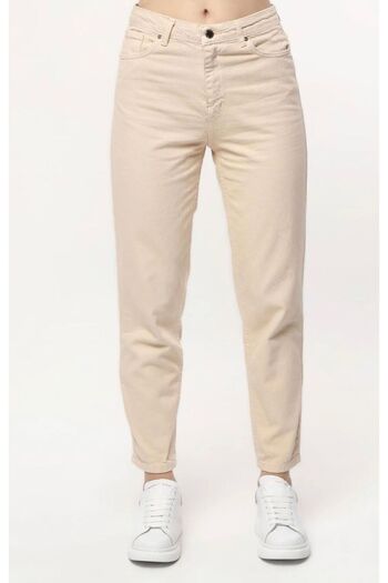 LAMİRAMOOD Mom Stone High Waist Women's Beige Trousers Jean
